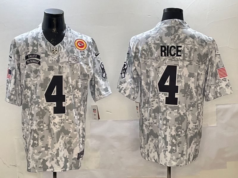 Men Kansas City Chiefs #4 Rice Camo 2025 Nike Salute to Service Limited NFL Jersey style 4